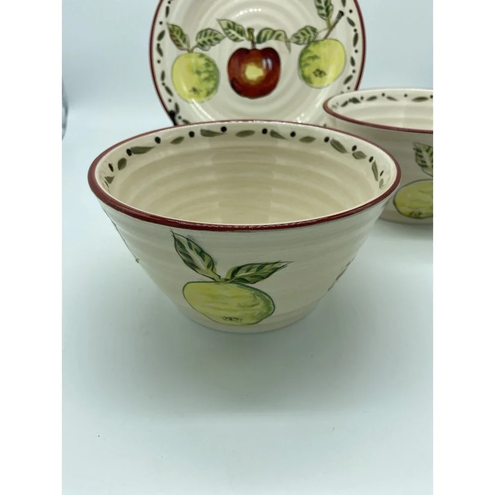 Home‎ Trends Apple Grove 1 Salad Plate & 2 Soup/Cereal Bowls Vintage GOOD